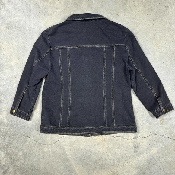 Chico's Zenergy Denim Chambray Button Up Jacket Womens Size 1 Dark Gray - Picture 2 of 6